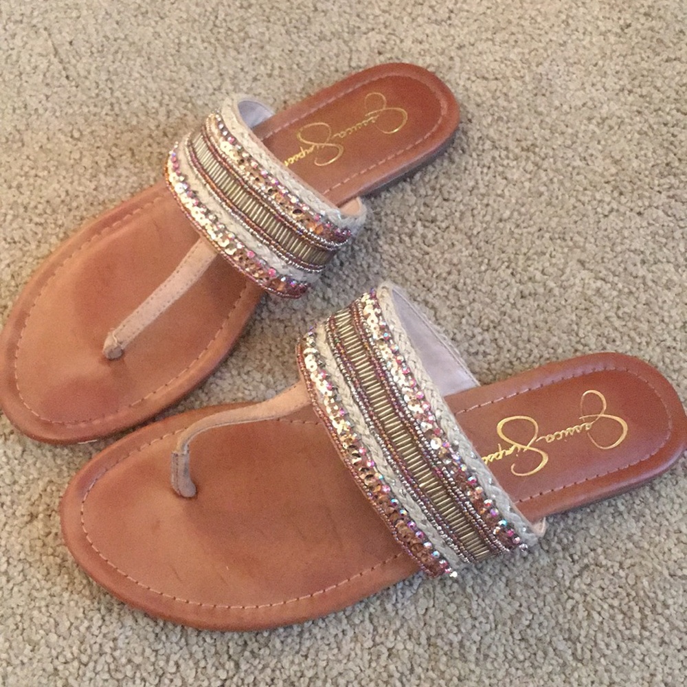 Jessica Simpson beaded thong sandals